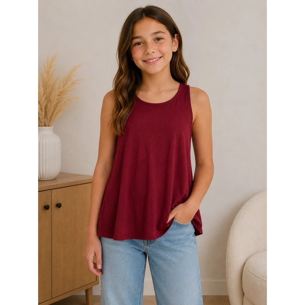 Color Bear Kids Burgundy Sleeveless Swing Tank Size 4-5 GD300 USA‎ Made